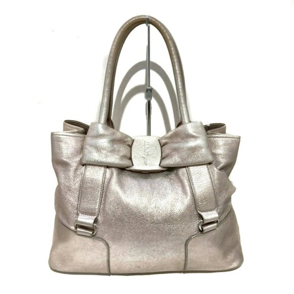 Auth Salvatore Ferragamo Vara - Light Pink Leather Tote Bag - Picture 2 of 10